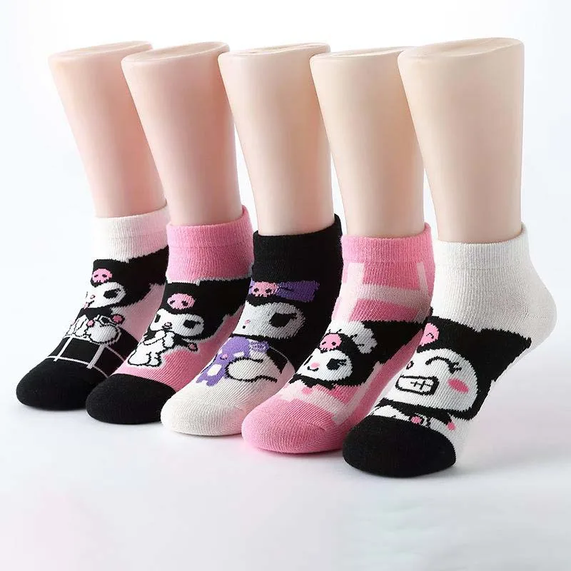 Anime Sanrios Hellokittys Kuromi Kawaii Pure Cotton Kids Sock Comfortable Breathable Cute Cartoon Boys Girls Toddler Boat Socks