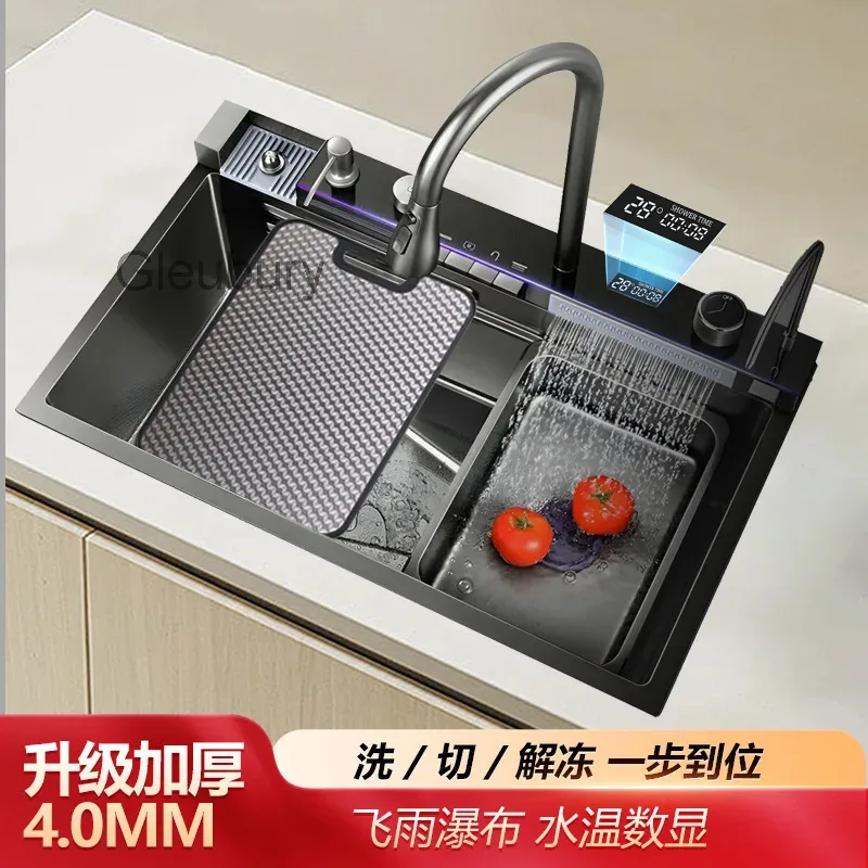 Multi-functional Stainless Sinks Steel Embossing Kitchen Kitchen Sinks Digital Display Home Improvement Lavelli Da Cucina ZY40SC