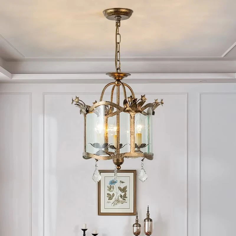 2026 American Retro Style Dining Room Chandelier French Candle Crystal Pendant Lights For Bedroom Living LED Lighting Lamp Home