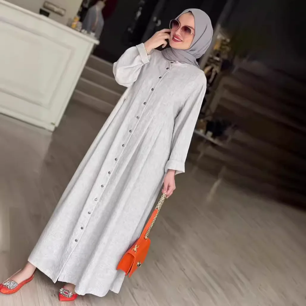 여성 이드 드레스 아바야 라마단 무슬림 드레스 잘라비야 싱글 브레스티드 이슬람 두바이 아바야 카프탄 베스티도스 아랍 롱 로브 모로코