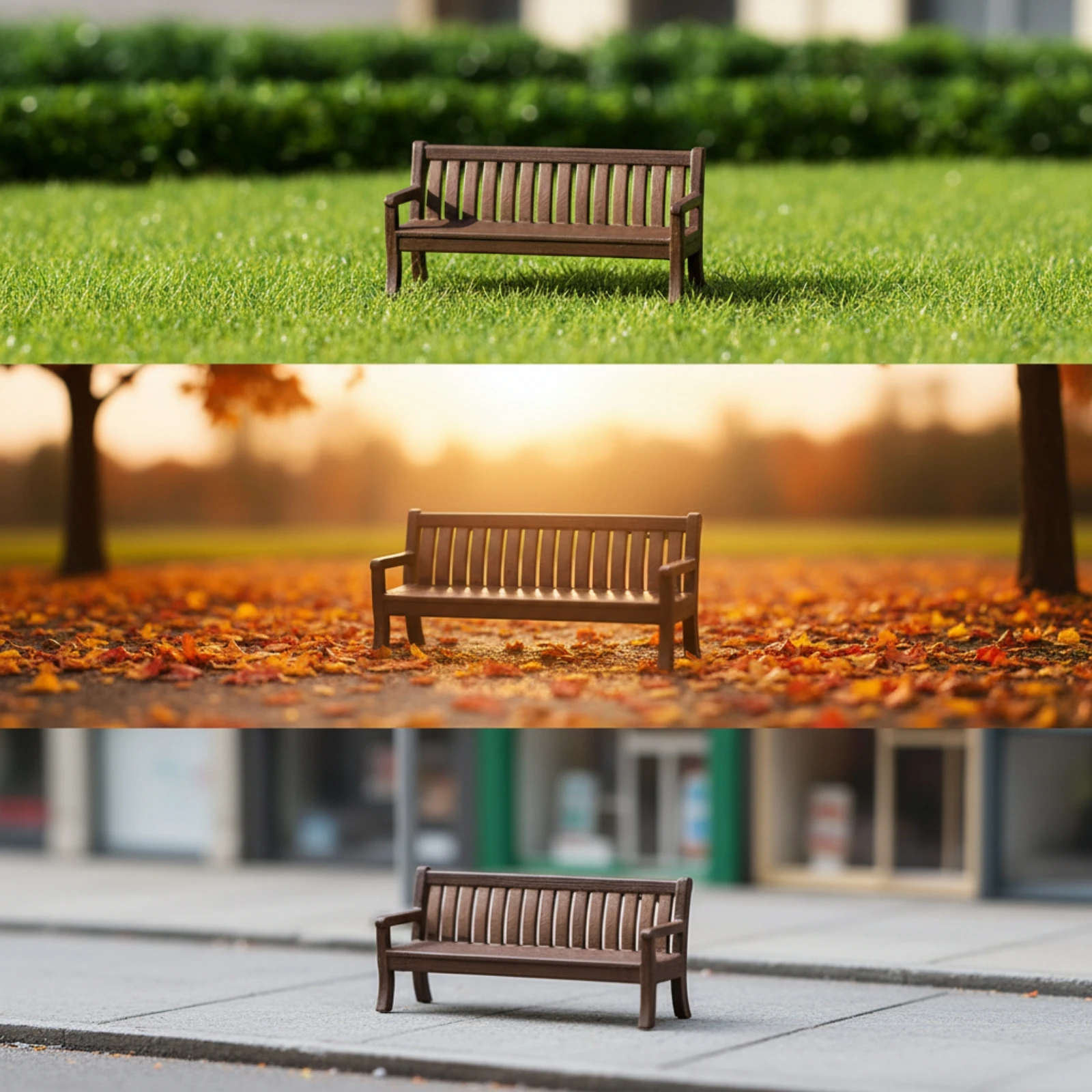 Miniature Park Bench Realistic Park Bench Model Furniture Detailed Compact for Hobbyists, Dioramas, Tabletop Displays