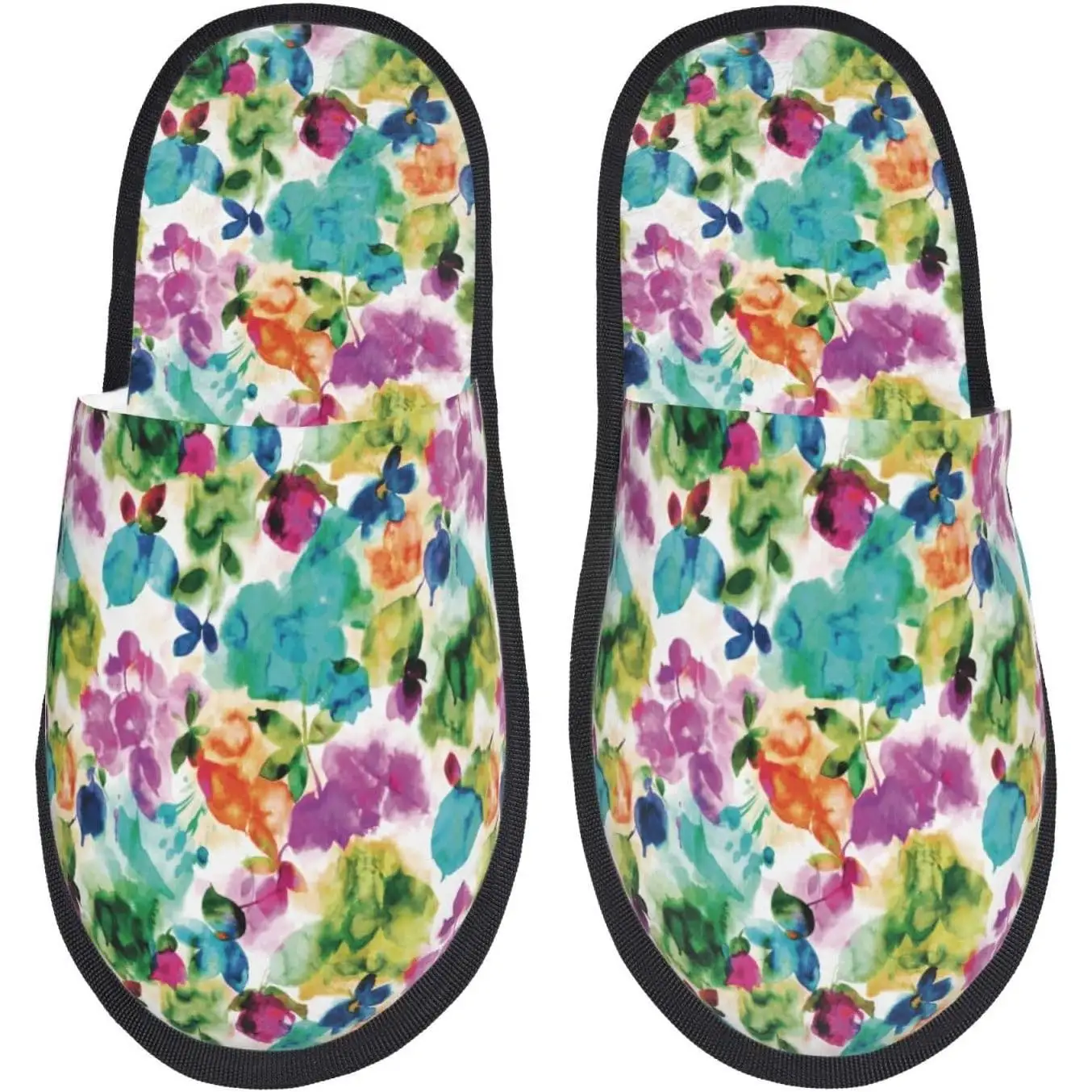 

Женские нечеткие домашние и уличные зимние домашние тапочки без шнуровки с акварельным цветочным принтом, женские тапочки для спальни