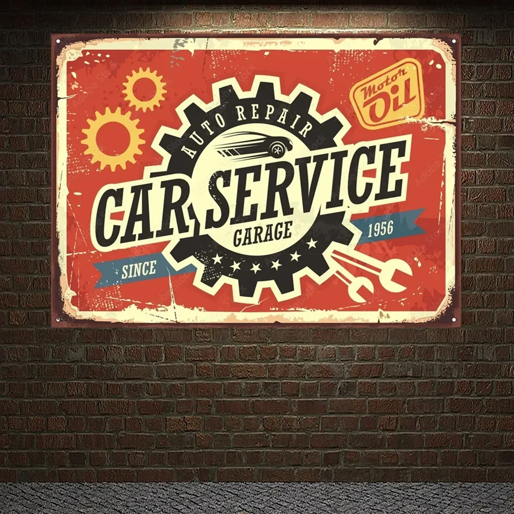 

Car SERVICE Vintage Auto Repair Poster Wall Art Painting Wall Decor Banner Tapestry Flag For Man Cave GARAGE FILLING Station