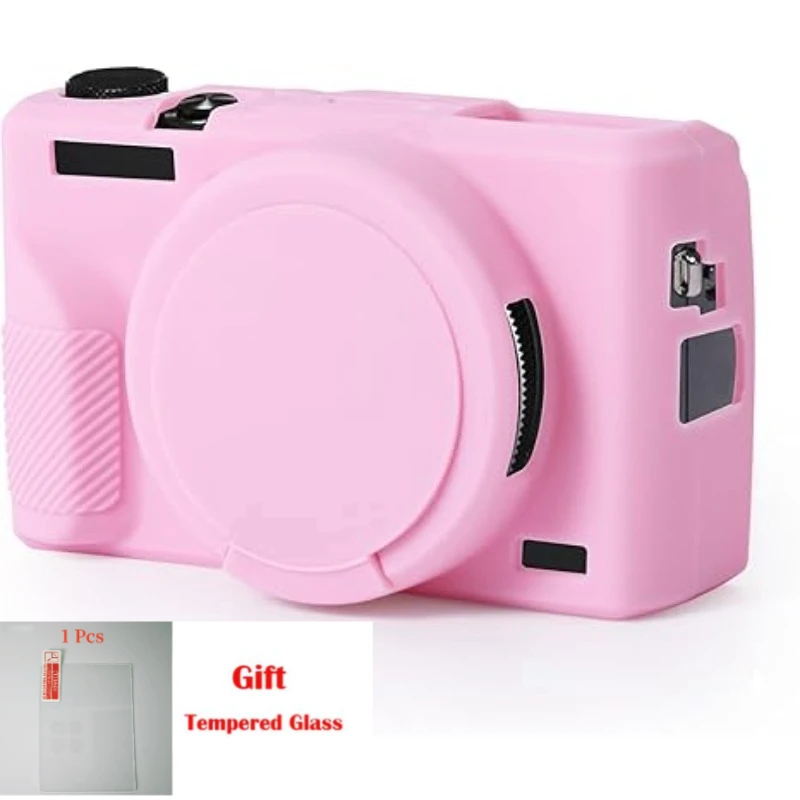 For Canon G7X Mark II/III, shockproof armor camera body case, anti-fall protective shell with free tempered film,