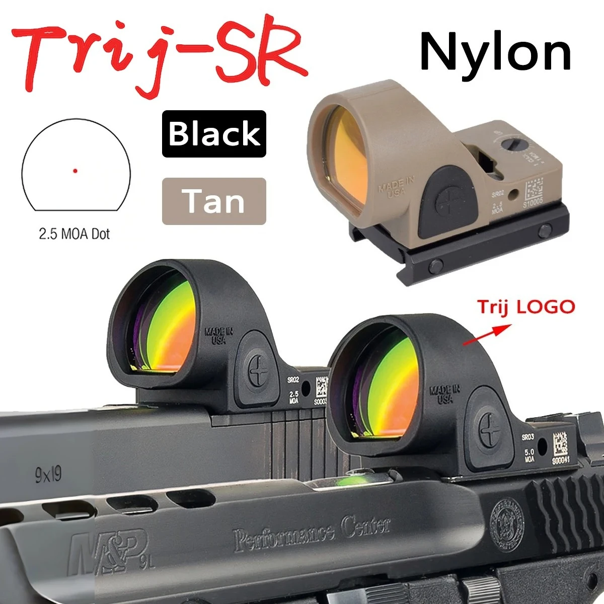 

Tactical Nylon Trij SR Mini Red Dot Sight Hunting RM Red Dot Reflex Sight for GLK Holographic 20mm Airsoft Shooting Riflescope