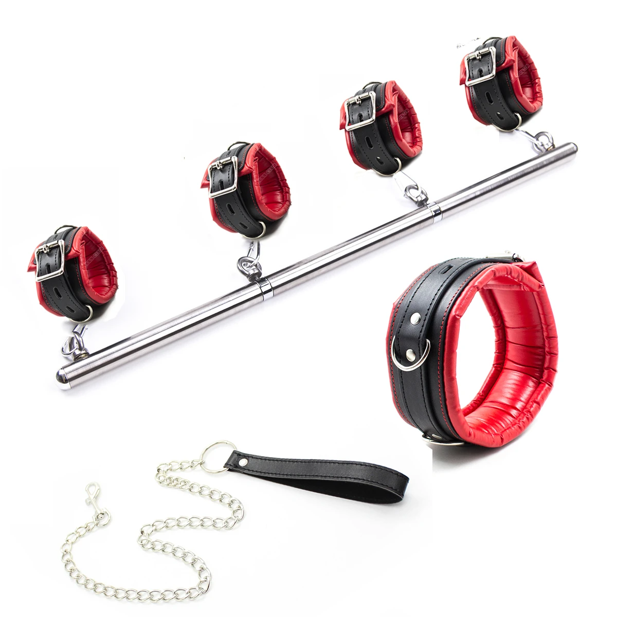 Thierry Stainless Steel Adjustable Spreader Bar Bondage Set Unisex Sex Slave Handcuffs Ankle Cuffs Fetish Restraints Shackles