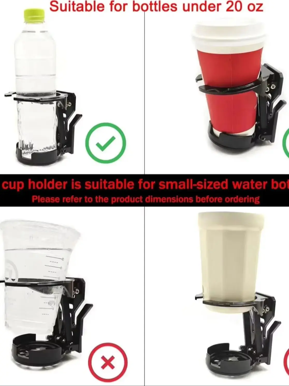 AliExpress NONE Universal Foldable Motorcycle Cup Holder Anti Shake 360° Rotatable Handlebar Drink Holder for Motorbike Bike ATV UTV Scooter