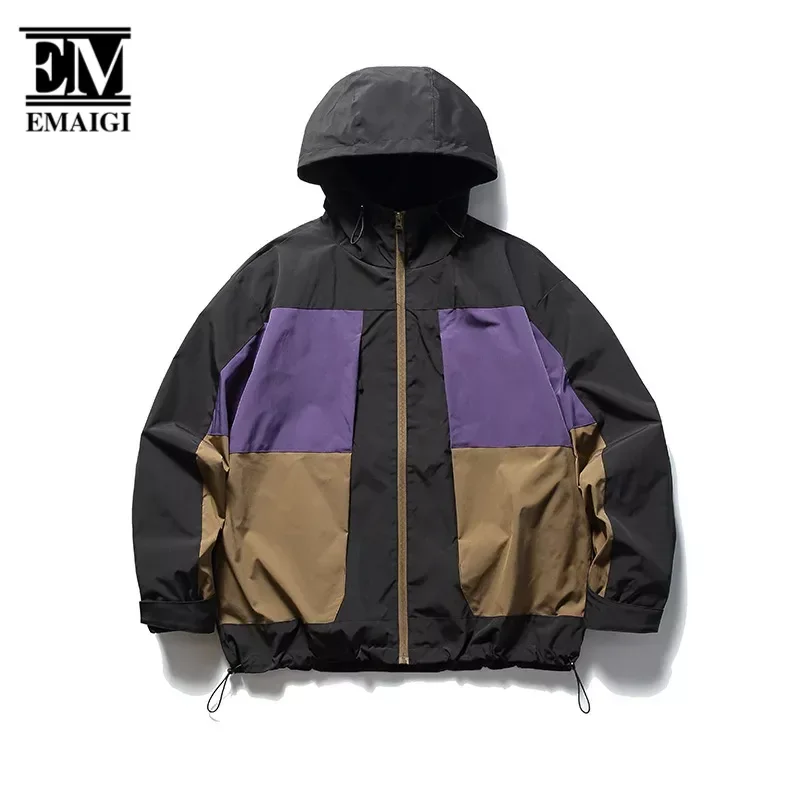 

2024 New Jackets Men Splice Fashion Loose Casual Outdoor Jacket Women Man Campus Couple Cityboy Sport Hooded Cargo Coat