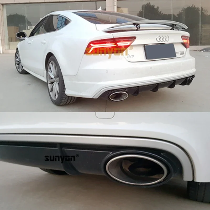 A7 Rear Bumper Lip Diffuser With Exhaust Muffler Pipe for Audi A7 Standard Bumper 2009-2018