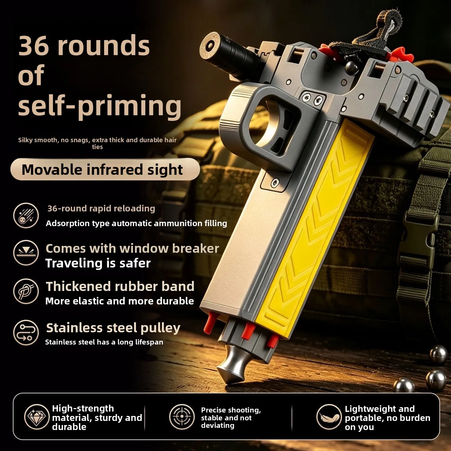 36 Bead Automatic Loading Slingshot Adult Shooting Competition Actual Combat Precise Power Magnetic Suction Bands Outdoor Aiming