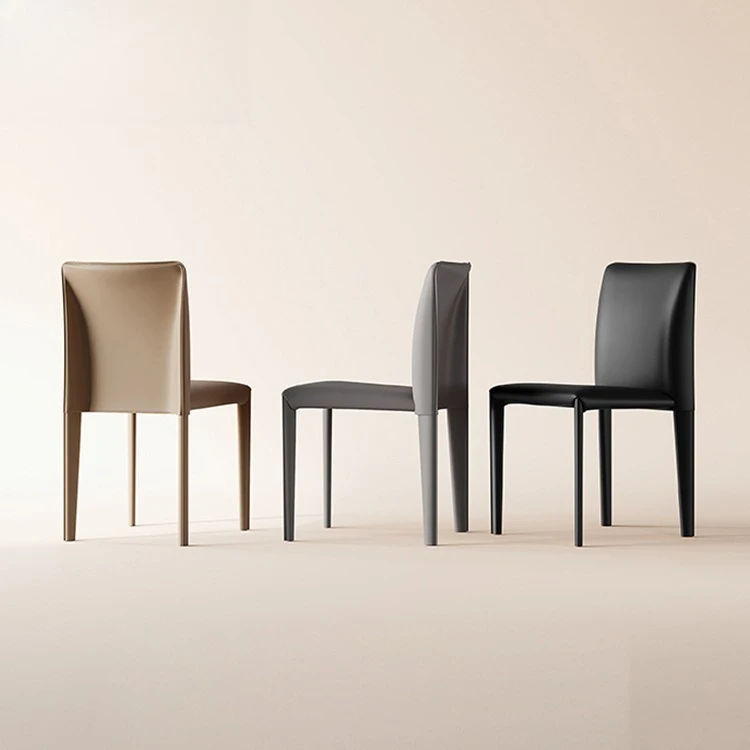 

Italian saddle leather dining chair household simple Internet celebrity chair model room hotel restaurant dining table chair
