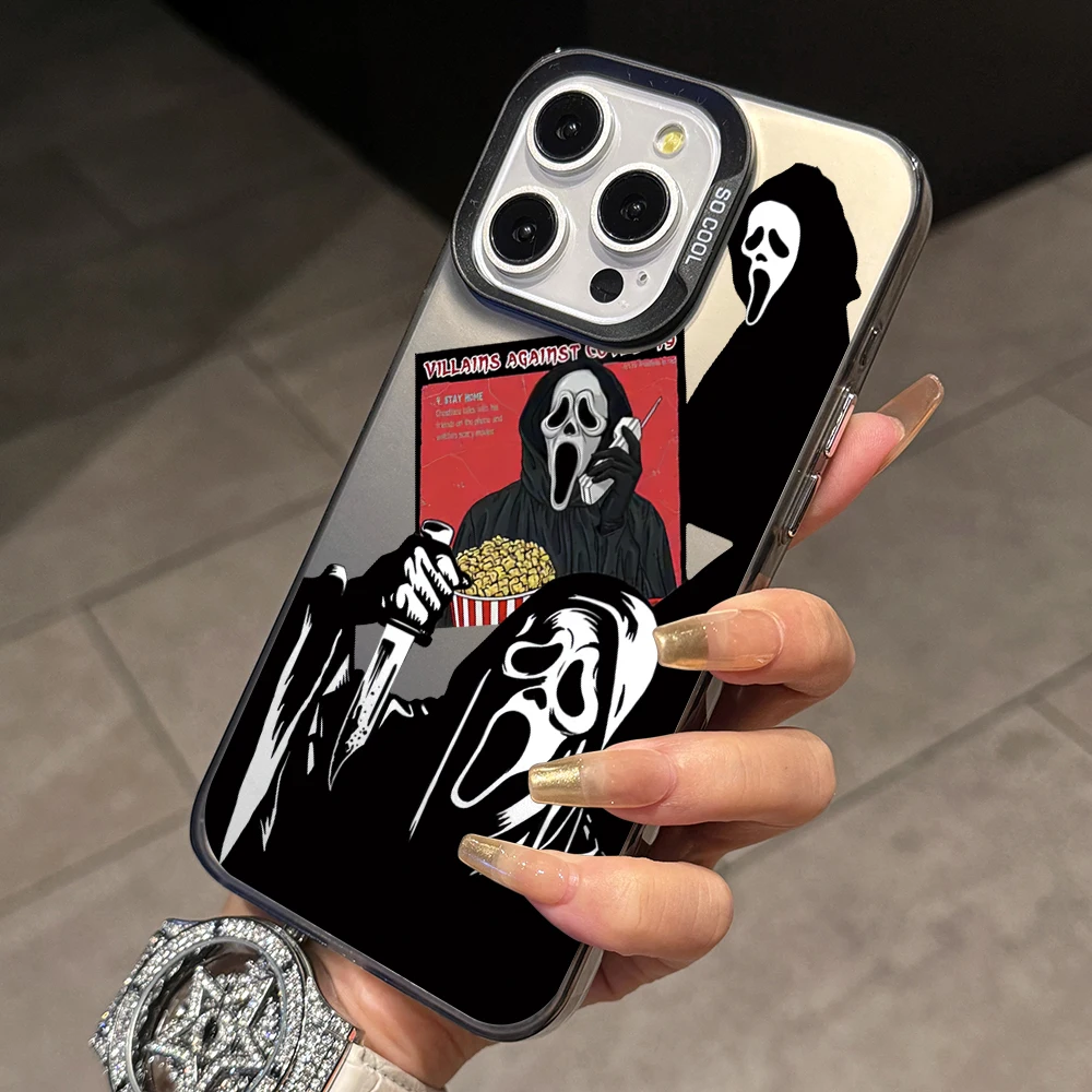 Scary Scream Ghost Phone Case for Infinix Smart 9 8 7 Spark 30C 20 10 Play 6 Go Hot 50 40 30 i Itel S23 P36 A48 Silver Cover