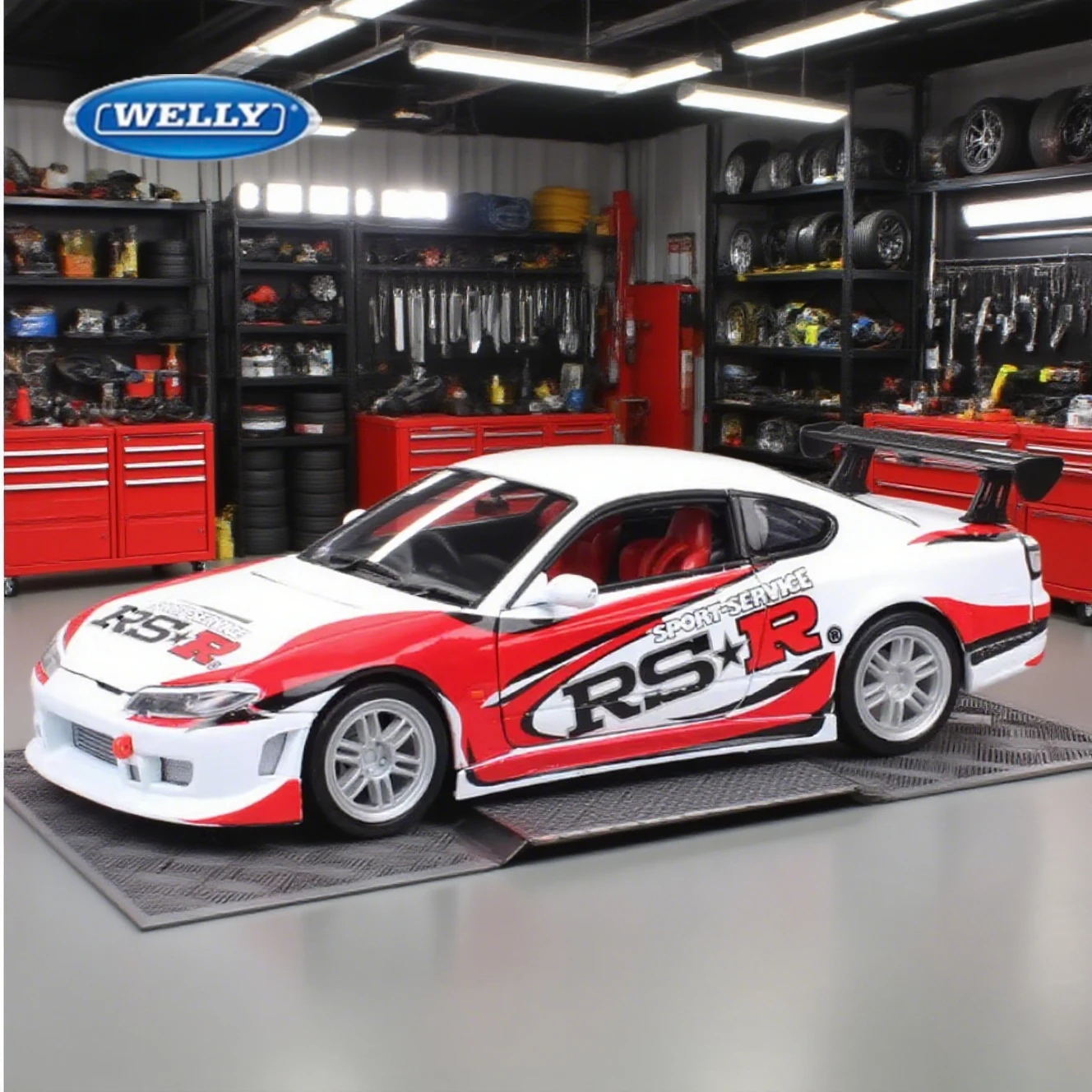 

WELLY 1:24 Nissan Silvia S15 RS-R легкосплавный автомобиль, литье под давлением и игрушечный транспорт, модель автомобиля, миниатюрная масштабная модель автомобиля, игрушка для детей