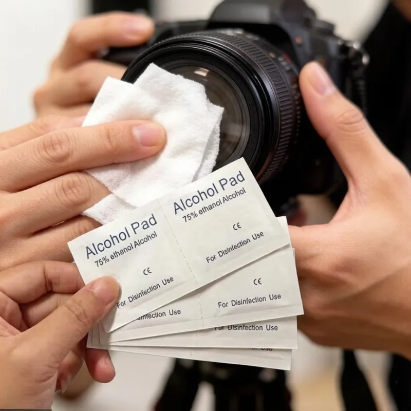 Disposable 75% alcohol cleaning wipes for camera lenses, 100pcs individually packaged non-woven fabric material cleaning without