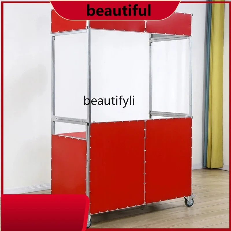 

Folding and disassembling pulley multi-functional mobile cart, cold drink stall car promotion table H