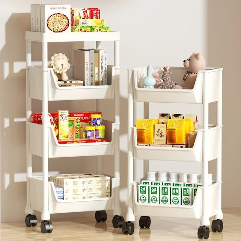 

Multi Layer Cart Movable Floor Standing Storage Rack For Living Room Snack Bookshelf For Bedroom Ktichen Vegetable Basket Rack