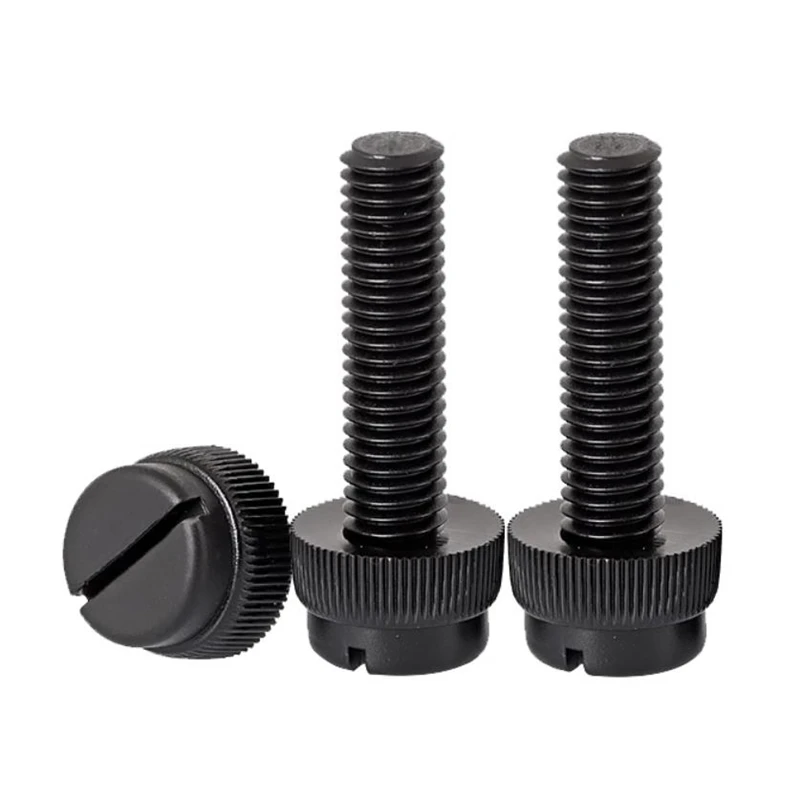 100pcs M3 M4 M5 M6 Black Nylon hand tighten Screw Plastic Slotted Knurled screws antirust insulation Bolts Length 6mm to 40mm