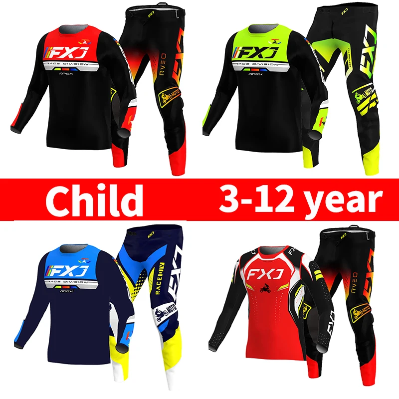 

motocross child set Motorcycle jersey and pants kids clothing big boy girl Youth mx gear set Customized Number Name racing suit