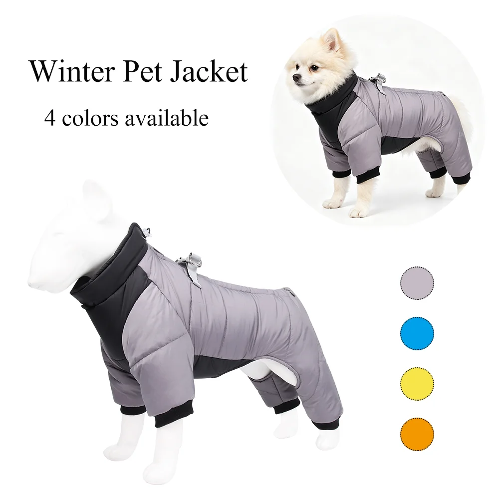 Winter-Warme Hundejacke Reflektierender Vierbeiner-Anzug Outdoor Wasserdichter und Winddichter Traktions-Geschirr-Jumpsuit Chihuahua-Mantel