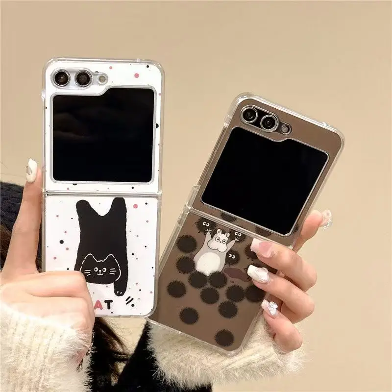 

Пыленепроницаемый чехол для телефона Miniso с кошачьей тематикой, подходящий для Samsung Z Flip 5, легко снимается, в стиле INS