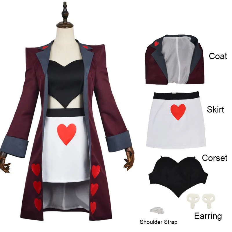 أزياء الهالوين 3 فولت المخملية التأثيرية Hazbins أنيمي الجحيم فندق موضة لورد 3 Vees المخملية أزياء المسرح كرنفال الشيطان فستان