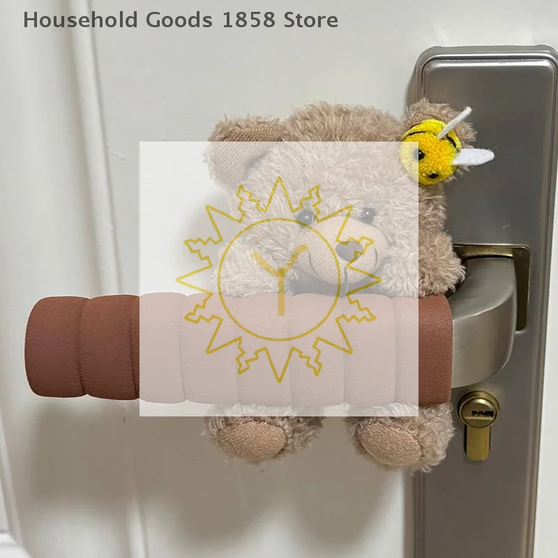 Cute Bear-shaped Door Handle Protector, Suitable For Room Doors, Anti-collision And Anti-static Flexible Fabric Cover