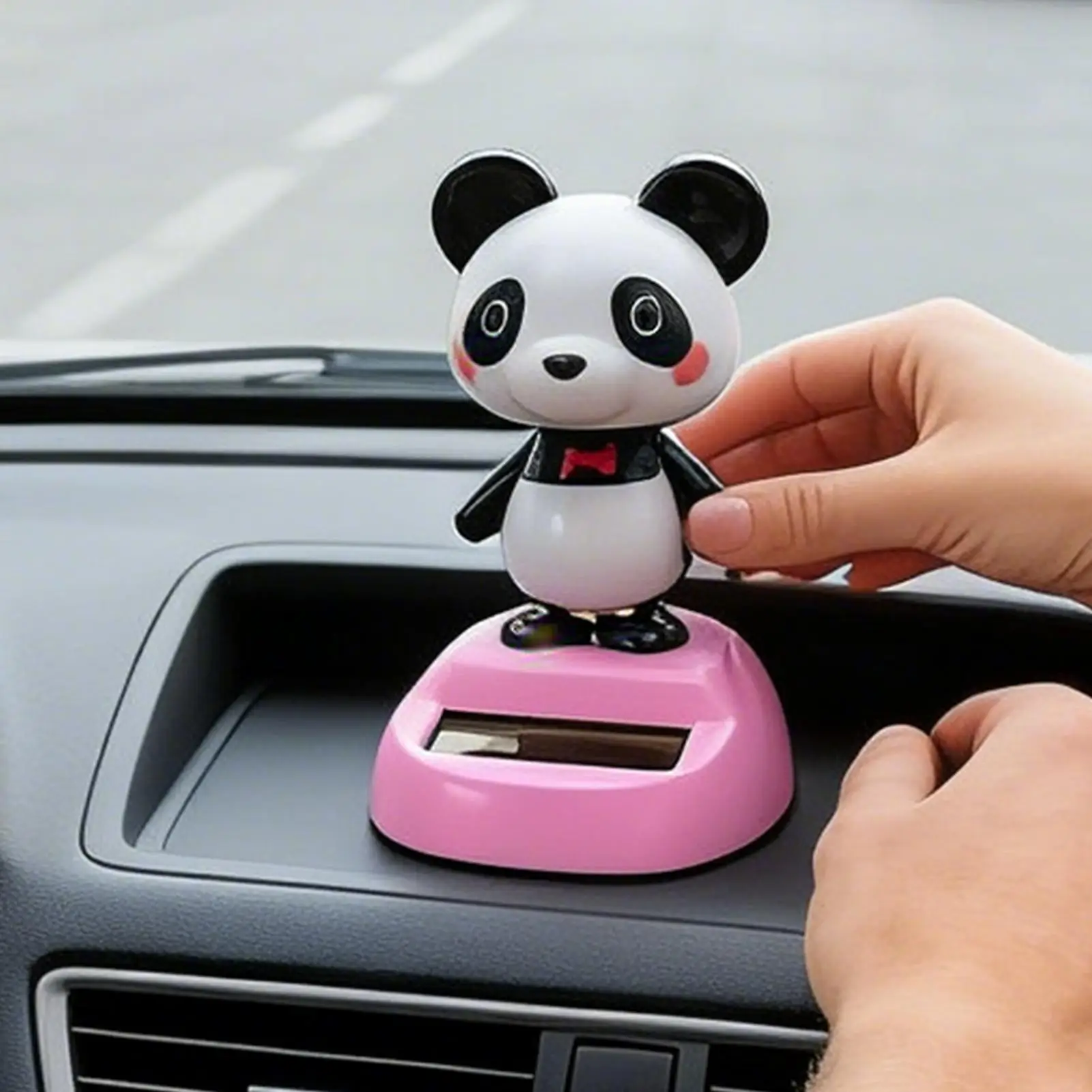 Solar Swinging Panda Dashboard Decor Cute Car Dash Figurine Solar Powered Swaying Toy For Truck SUV Tractor, Home Bookshelf