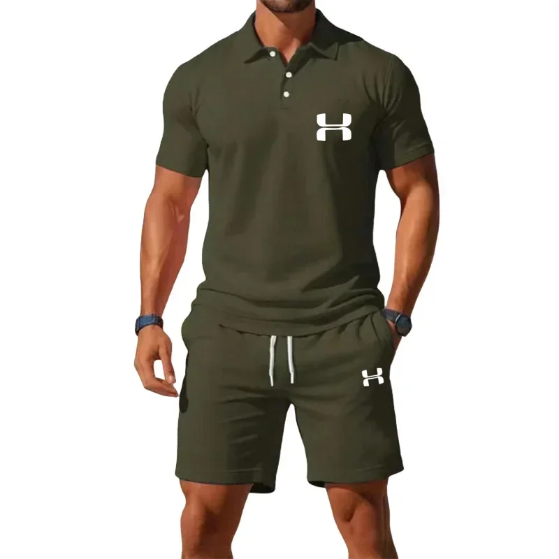 2026 Summer New Men Quick Dry Breathable Loose Lightweight Half Zip Polo Shirt Two Piece Basketball Sports Casual Set view 6