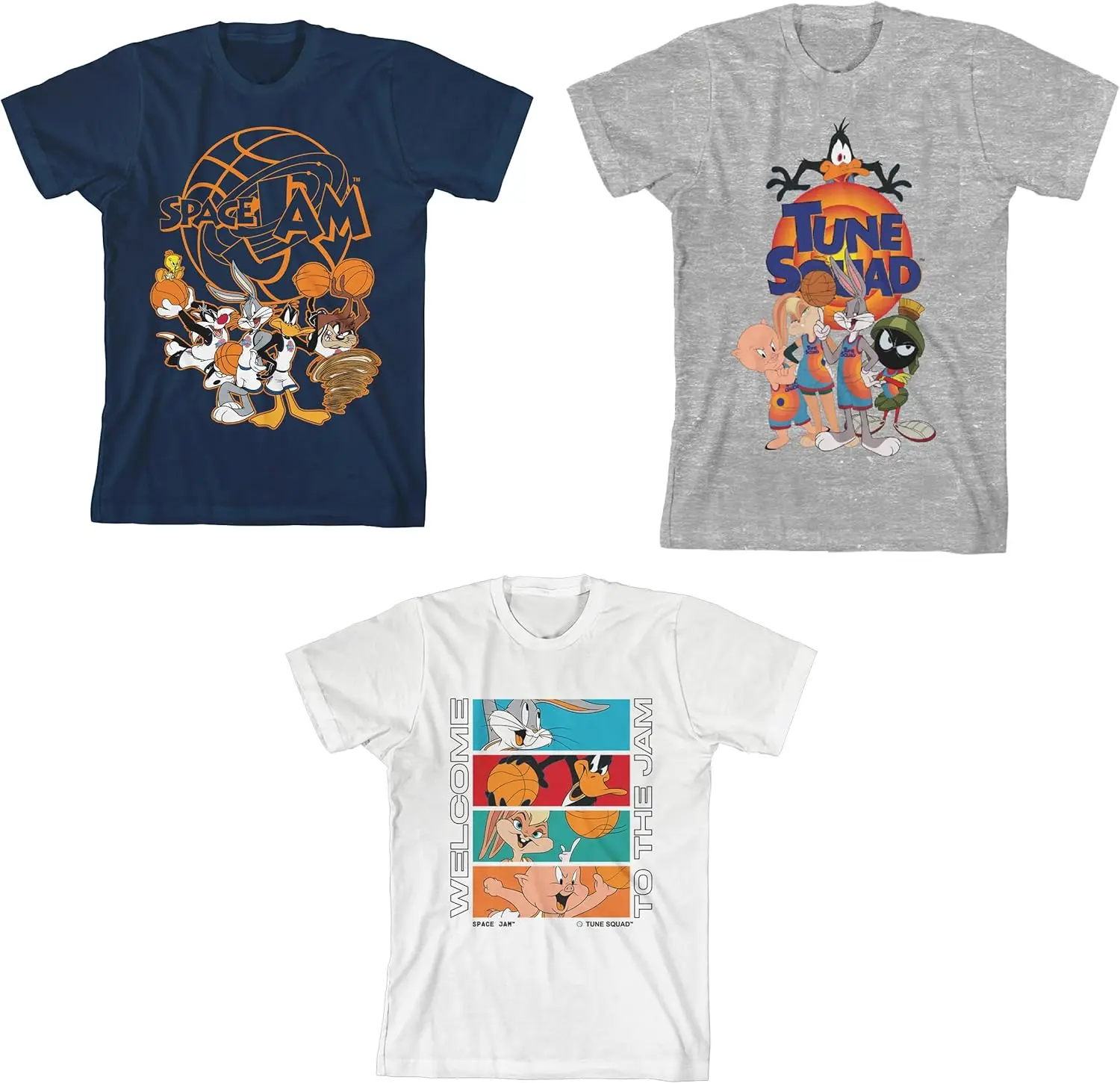 Space Jam Welcome to The Jam Youth 3-Pack Crew Neck Short Sleeve T-shirts