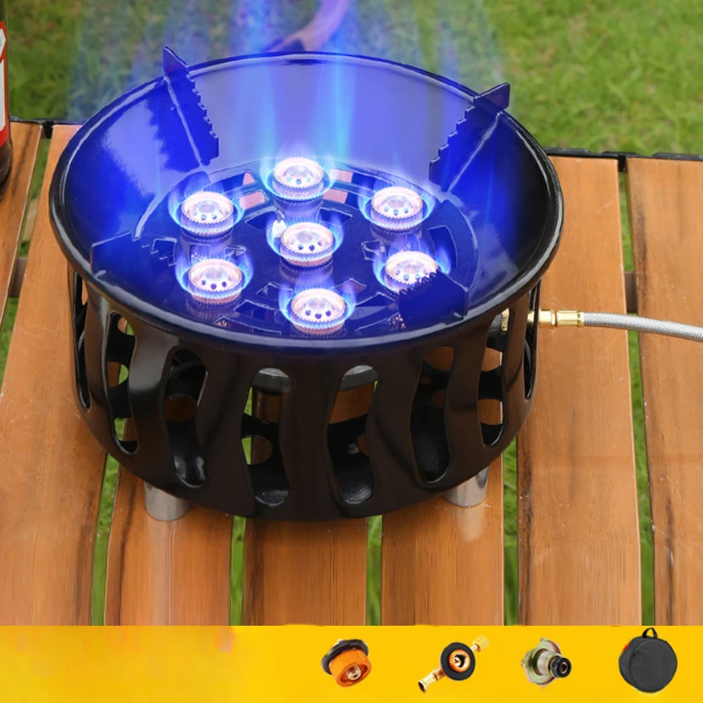 

19800 Вт 7-ядерная походная плита с ветрозащитным дизайном из нержавеющей стали и вращающимся контролем пожара для эффективной приготовления пищи