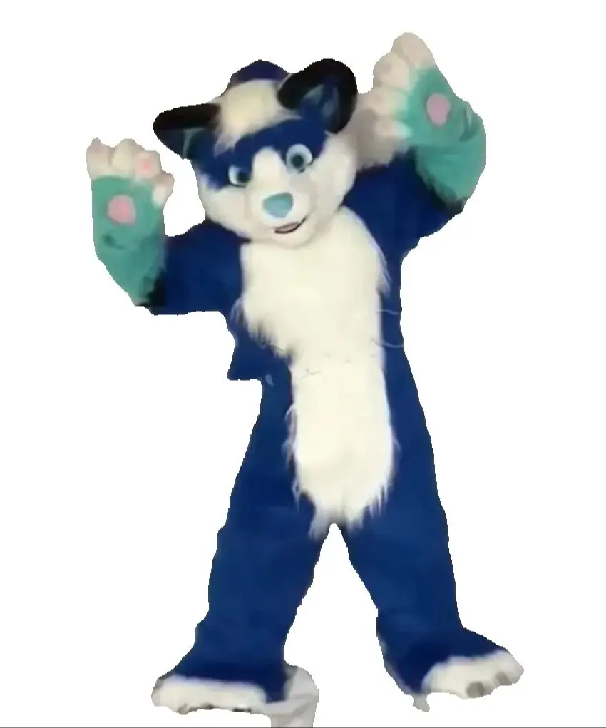 

Blue White wolf fursuit Husky Dog Mascot Costume Cartoon Outfits Adults Christmas Carnival Birthday Party Outdoor Suits