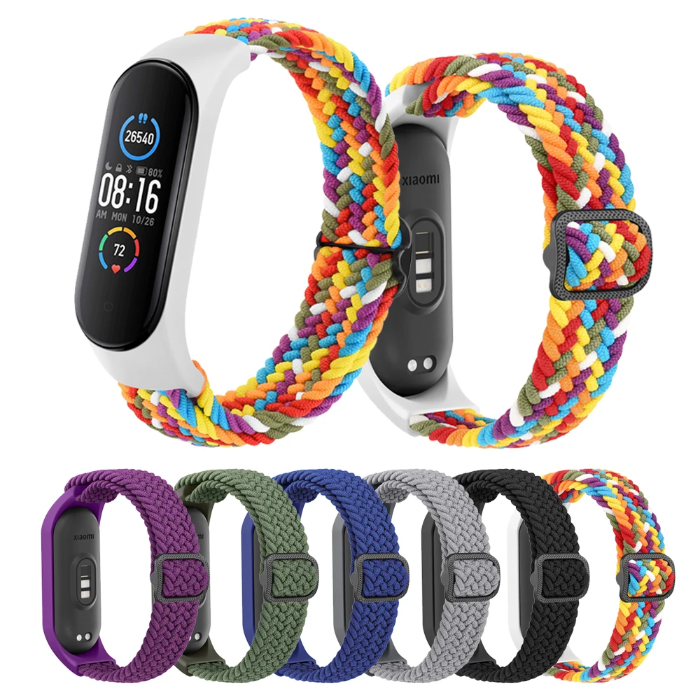 Nylon Braided Band For Xiaomi Mi band 7 6 5 4 3 Strap Elastic adjustable Bracelet For Amazfit Band 5 Wristband Watchband