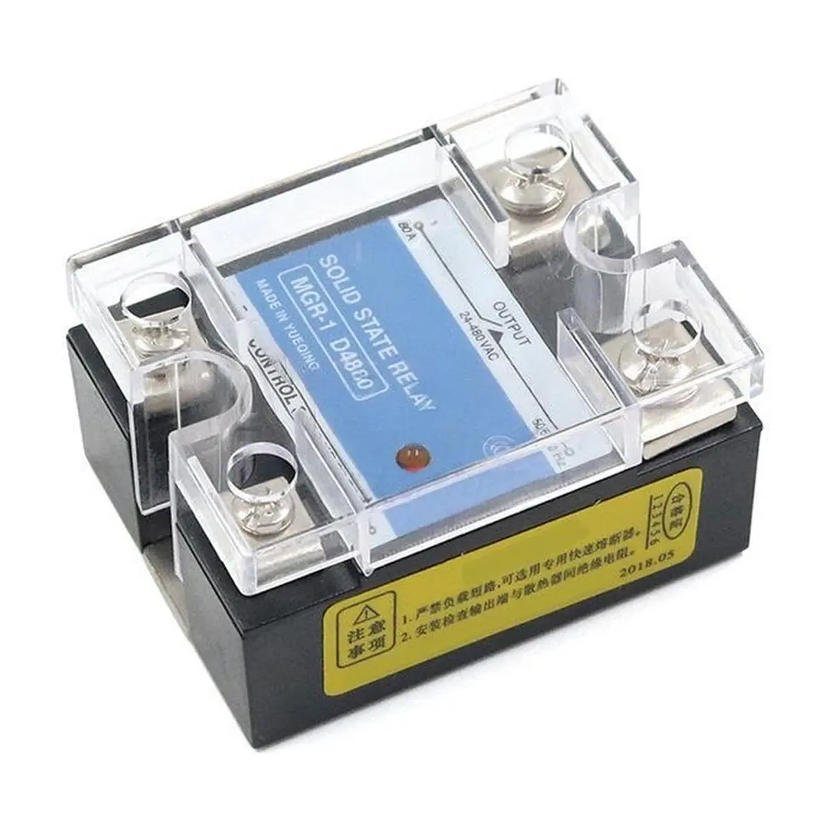 2026 New D4880/SSR-80A Single Phase Solid State Relay DC Control AC Input 3-32VDC Control Output 24-480VAC Relay