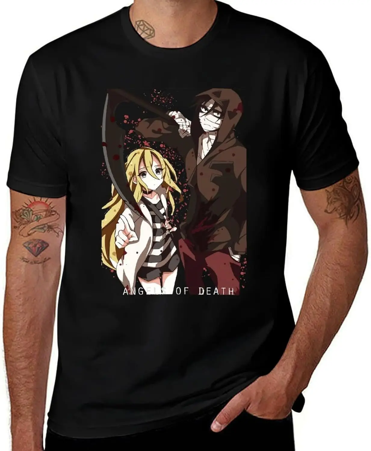 Anime Angels of Death T Shirt Mens Summer Print O-Neck Tee Classic Short Sleeve Shirts