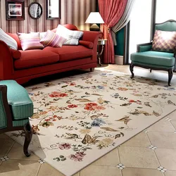 Flower Living Room Carpet European Pastoral Style Luxury Bedroom Rug Retro Velvet Fluffy Sofa Coffee Table Mat Ковер Tapete 양탄자