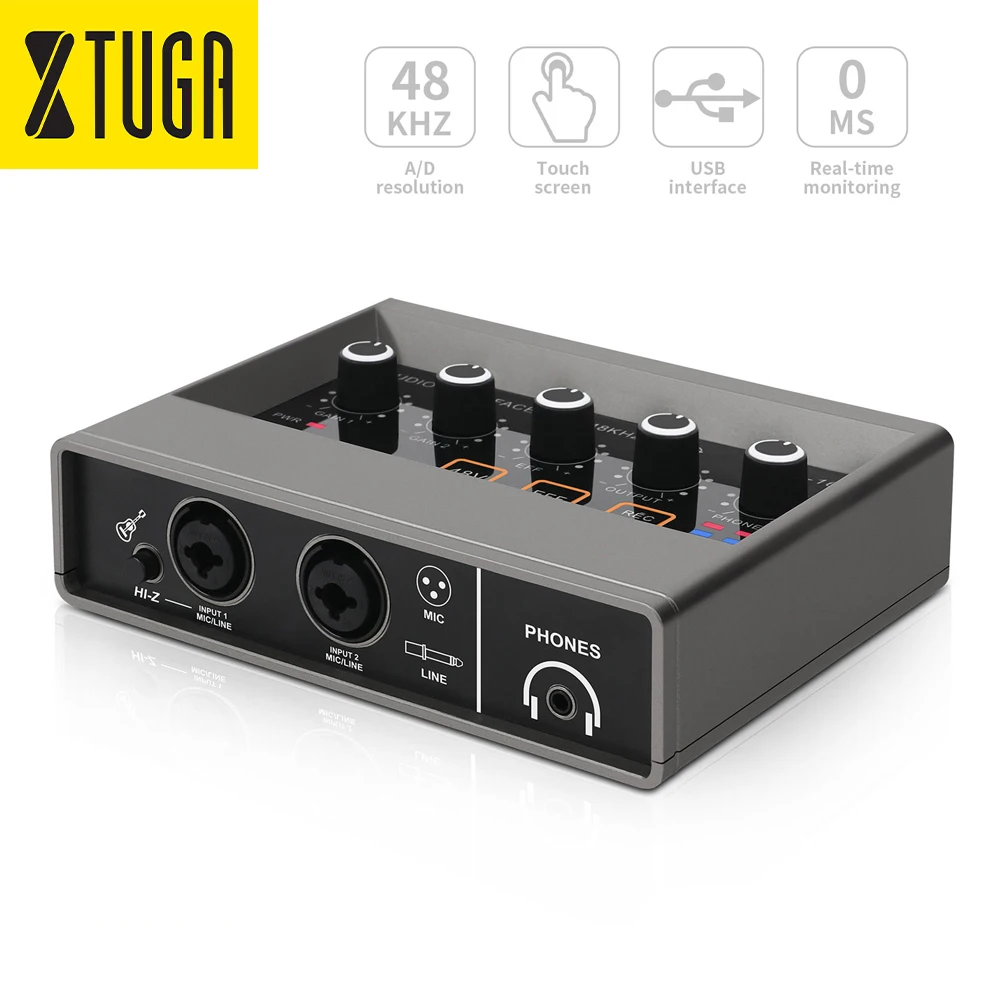 XTUGA Q16 2 Channel Professional portable Audio Interface Sound Card Console Mini USB MIXER For Guitar Recording Studio Singing