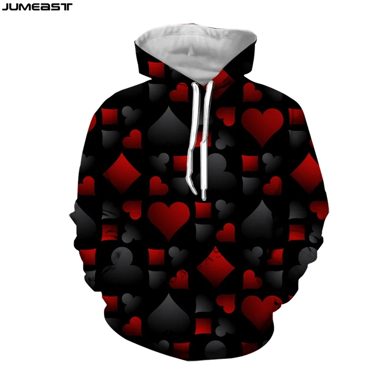 

Jumeast Men's Hoodies Poker Cards Hip Hop Women's Sweatshirt 3D Oversized Coat Streetwear Tracksuit Funny Spring Autumn Pullover