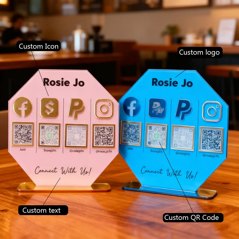 

Customizable Design QR Code Acrylic Plaque With Personalized Details Perfect For Payment Scan Sign Merchant Counters Business