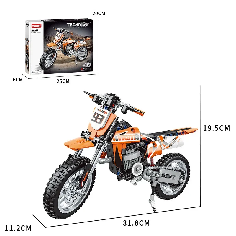 التقنية دراجة نارية موتو سيارة نموذج اللبنات MOC على الطرق الوعرة سباق Motobike المركبات الطوب لعب للأطفال هدية عيد ميلاد #6