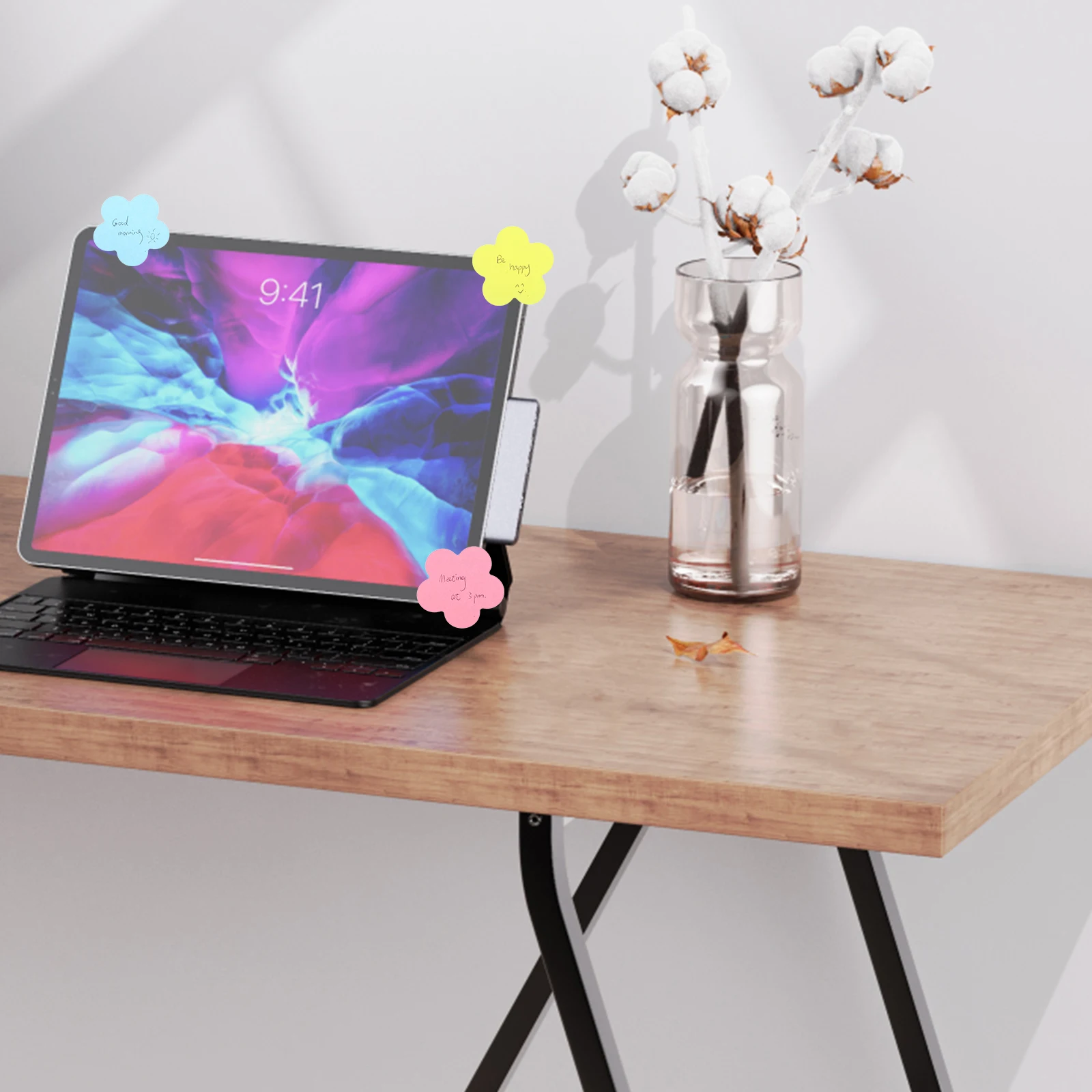 

16pcs Colorful Sticky Memo Notes Strong Adhesion Plum Blossom Design Highlighting Tabs For Office Label Stickers