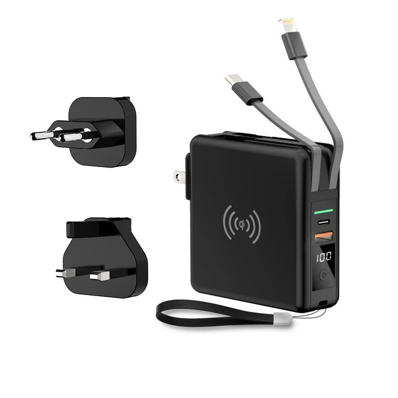 4 in 1 10000mAh Power Bank Wireless Charger USB C Powerbank for iPhone Samsung Xiaomi Portable Induction Charger Spare Battery