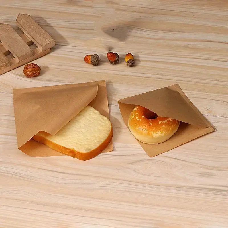 100 PCS Greaseproof Paper Bags Food Safe Material Oil Resistant For Bakery Packing Bread Donuts Snacks