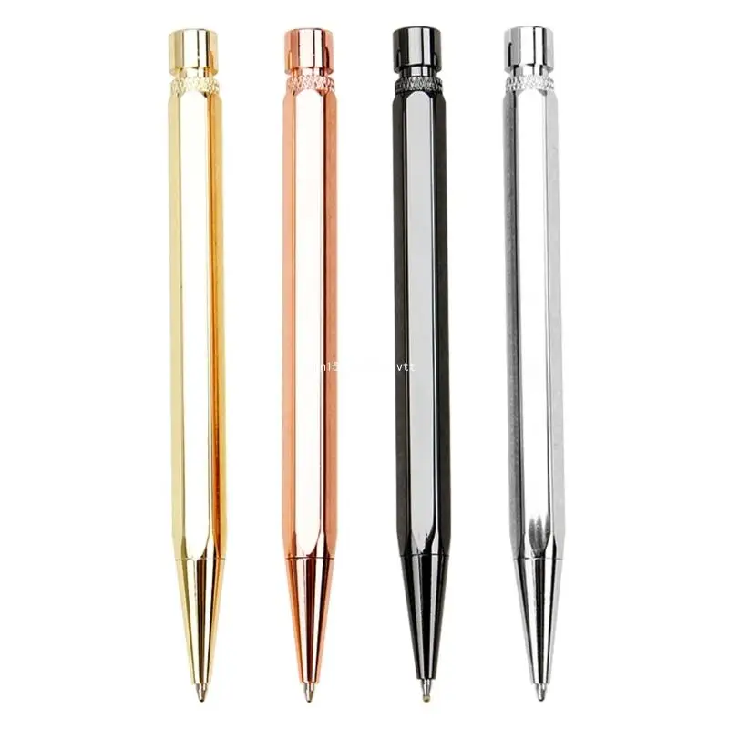 

2Pcs Hexagonal Metal Ballpoint Pen Office Metal Signing Pen Retractable Ballpoint Pen Write Smoohtly for Office School Dropship