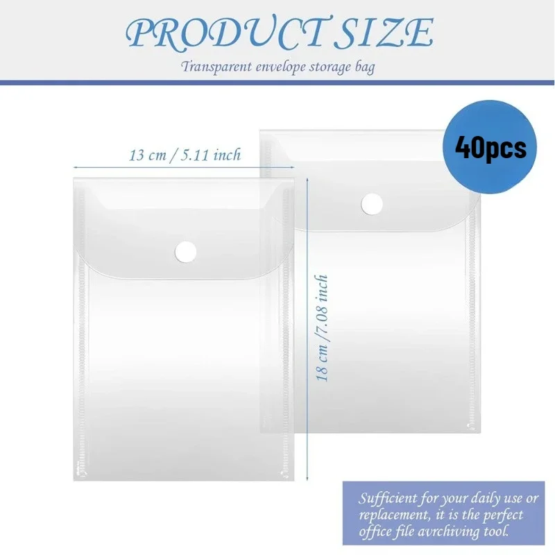 40pcs Clear Die Stamp Storage Bags Snap Plastic Envelopes 5x7 Transparent Folder Cutting Dies Stencil Embossing Crafts Organizer