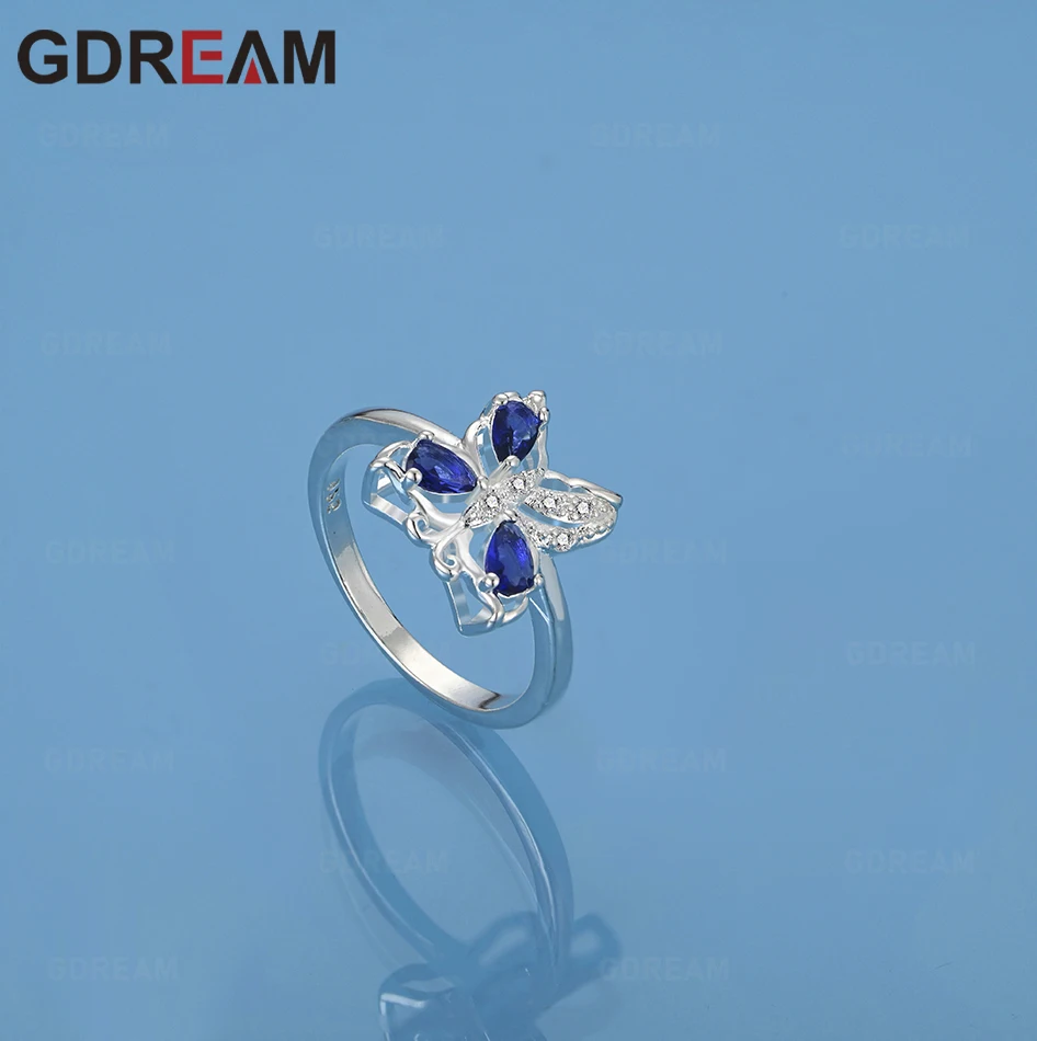 

GDREAM 925 Sterling Silver Butterfly Blue Zirconia Ring For Women, Commuter Accessories, Christmas Gift Jewelry