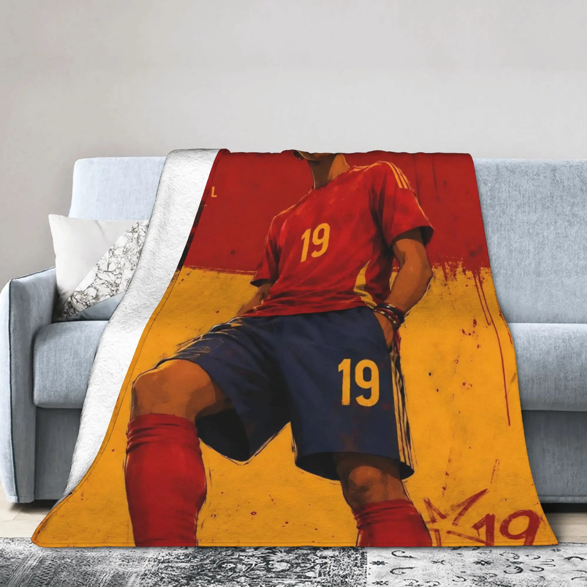 Football L-Lamine Yamal Spain Blanket Flannel All Season   Multifunction Warm Throw Blanket for Bedding Outdoor Plush Thin Quilt