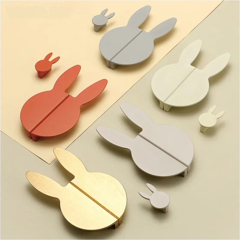 Love Rabbit Cartoon Children's Room Handle Color Matching Cabinet Door Handle Kitchen Cabinet Shoe Cabinet Wardrobe Door Handle