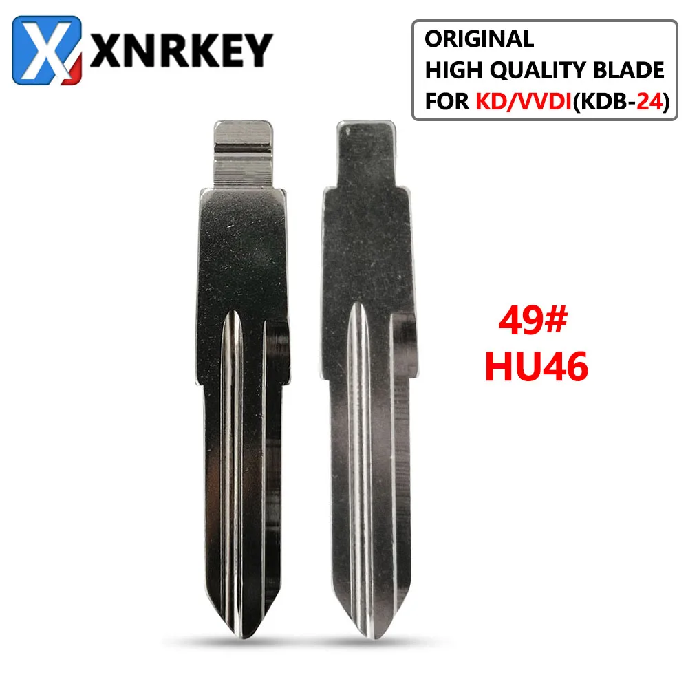 

XNRKEY 10 Pcs 49# HU46 (Left Slot) Original High Quality Blade for KD/VVDI Remote Key Replacement Metal Blank Uncut Blade