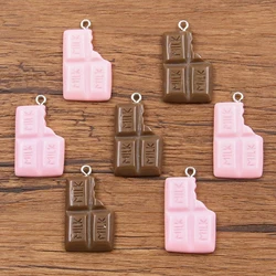 10Pcs 18*27MM 2 Color Resin Chocolate Dessert Food Charms For Necklace Bracelet Earring Diy Jewelry Making Accessories Keychain