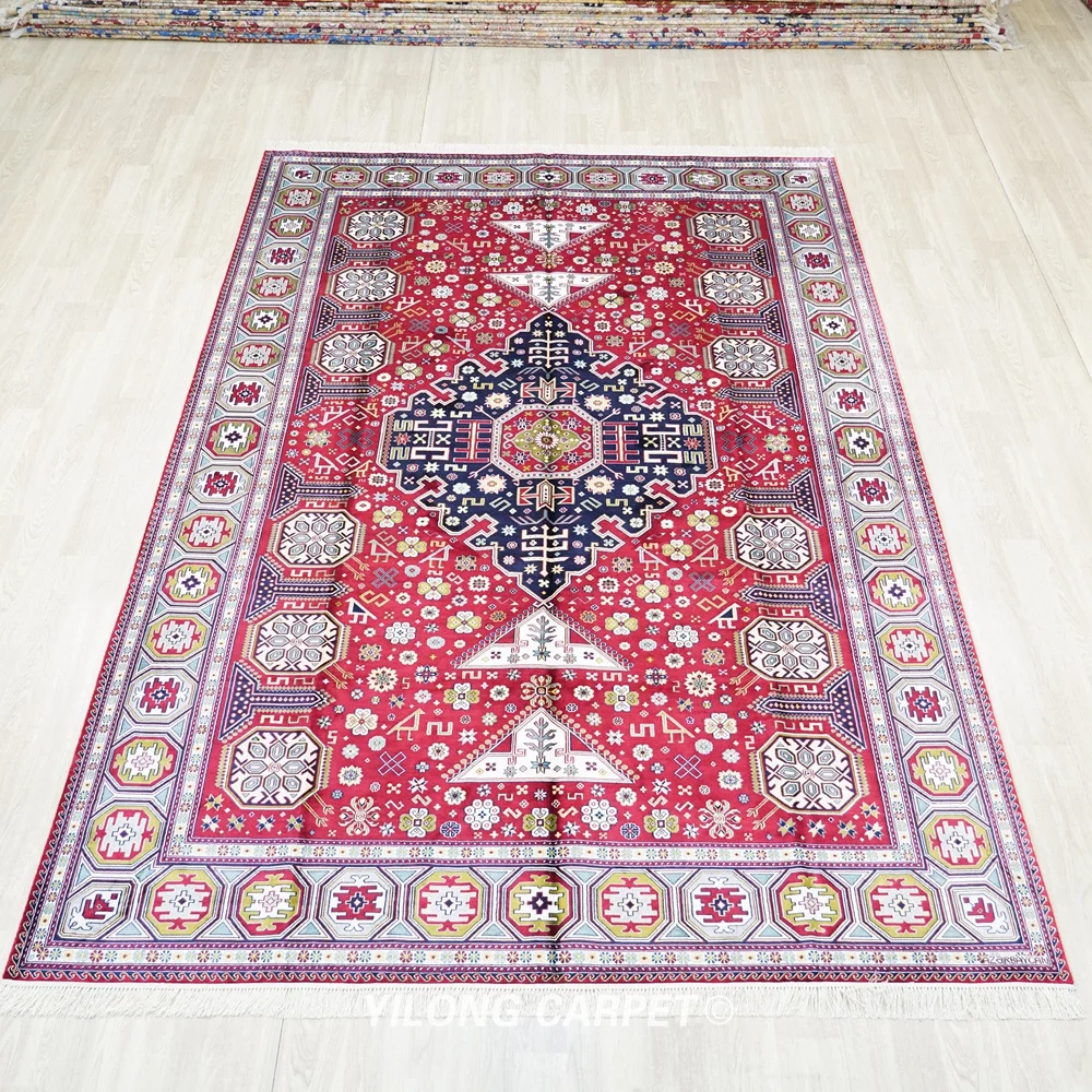 198x305cm Handmade Silk Tribal Rugs Azerbaijian Tribal Oriental Carpet (BL047)